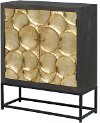 Dark Brown and Gold Cabinet with Metal Stand - Capiz Collection
