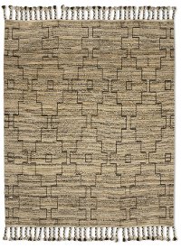 8 x 10 Large Ivory, Dark Brown and Charcoal Gray Area Rug - Austin