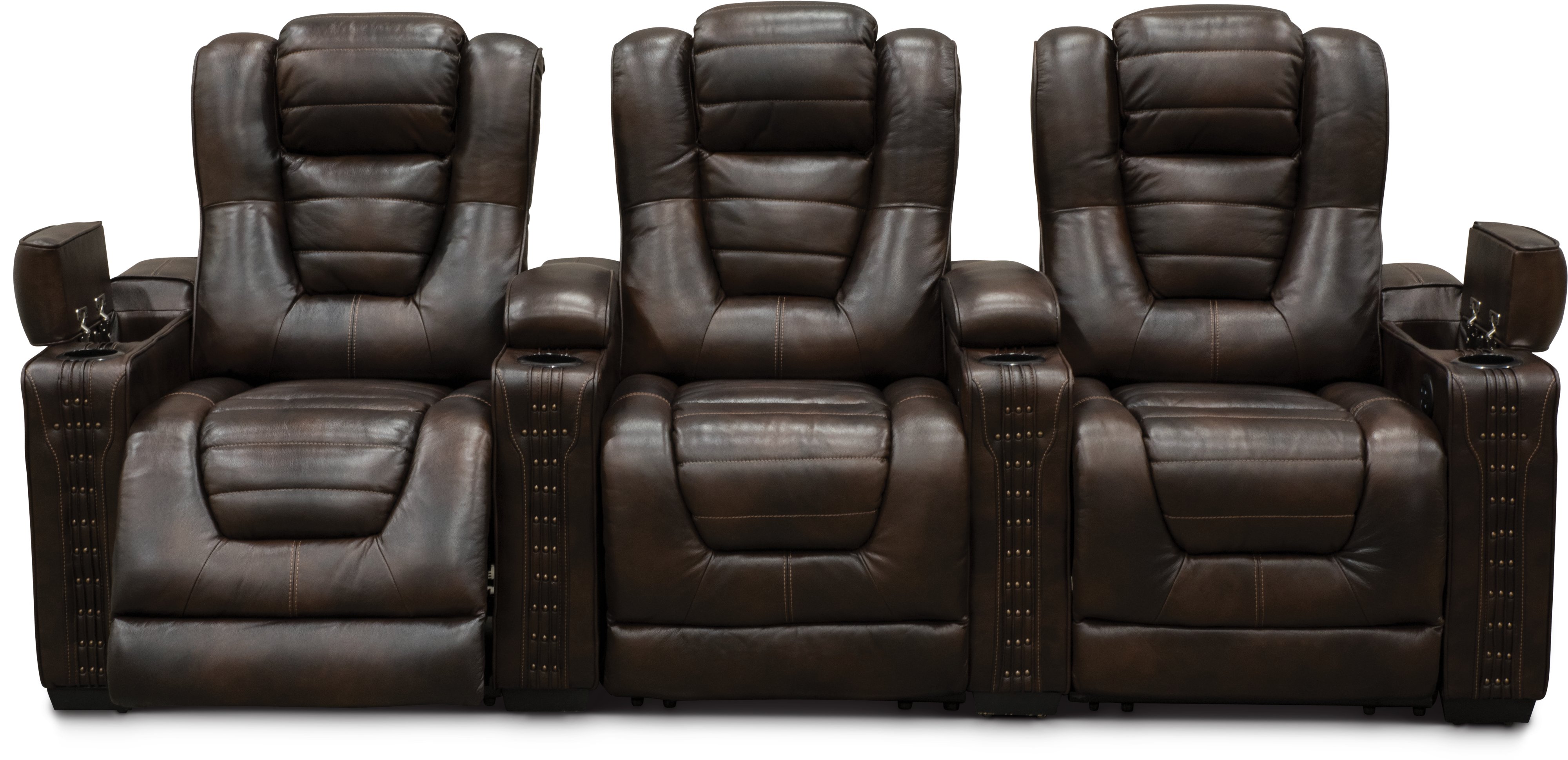 Brown Leather-Match 3 Piece Power Home Theater Seating - Big-Chief-2