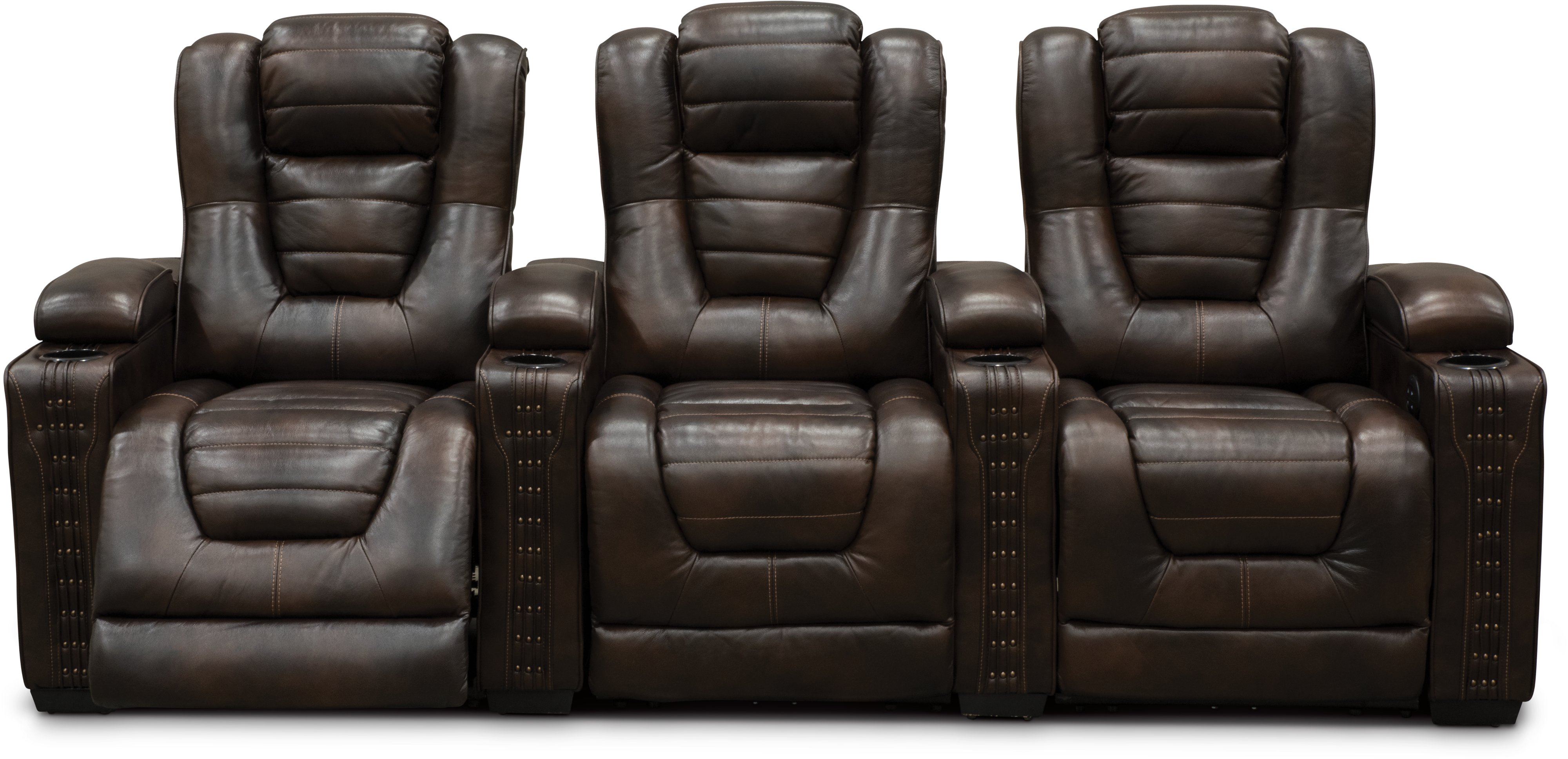 Brown Leather-Match 3 Piece Power Home Theater Seating - Big-Chief-3