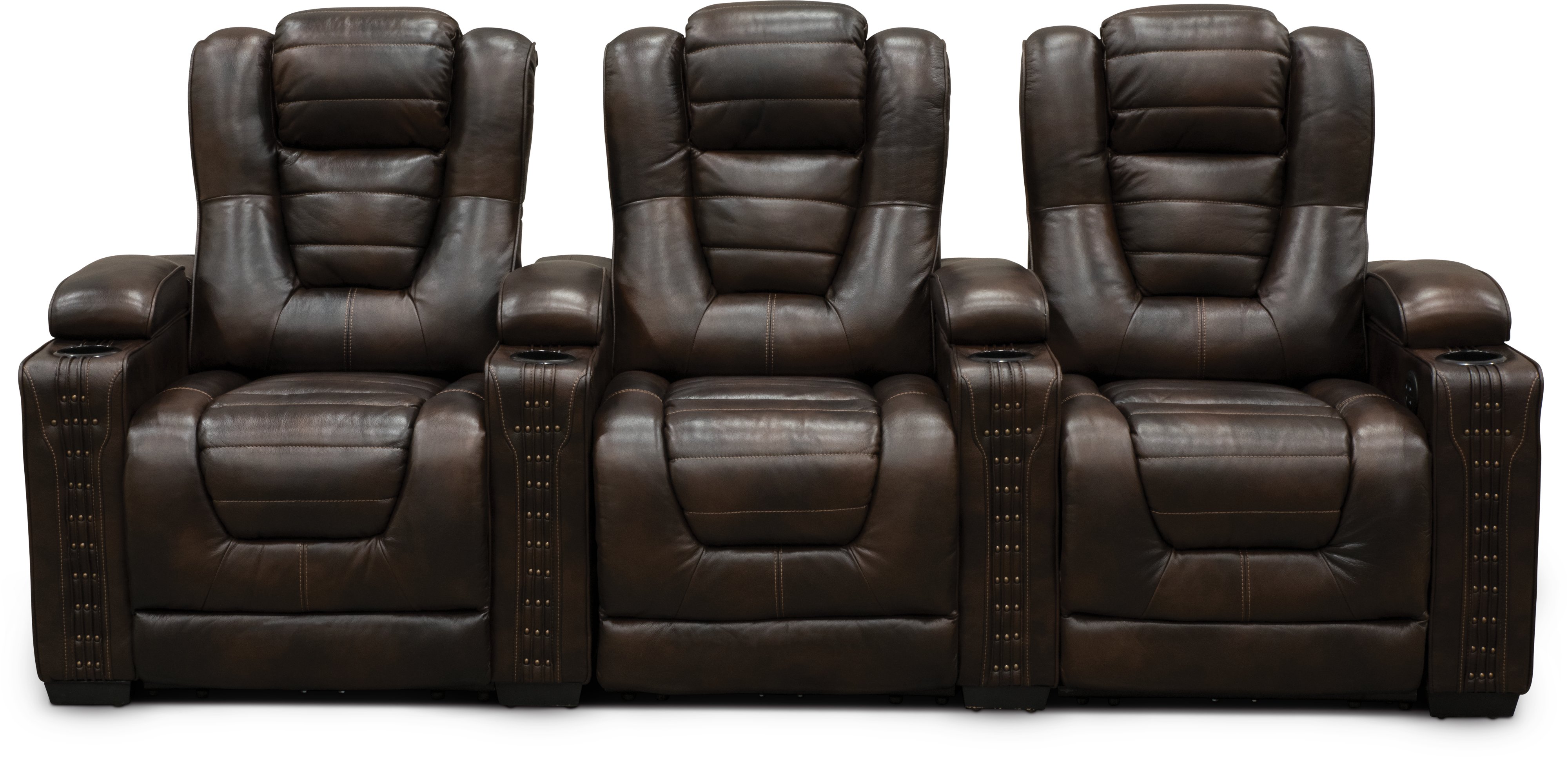 Brown Leather-Match 3 Piece Power Home Theater Seating - Big-Chief-4