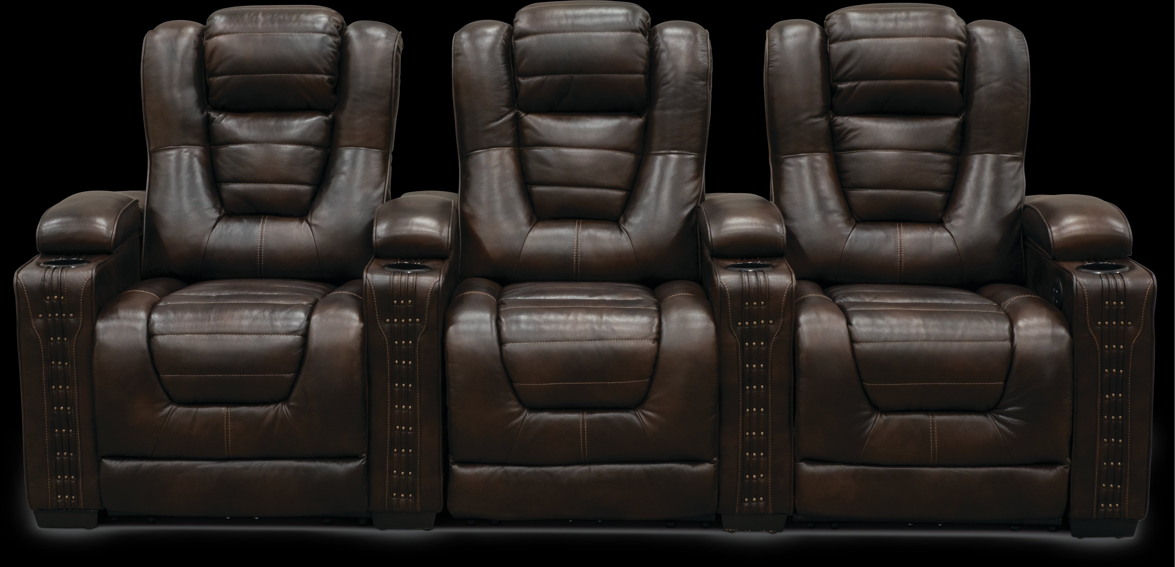 Brown Leather-Match 3 Piece Power Home Theater Seating - Big-Chief-5