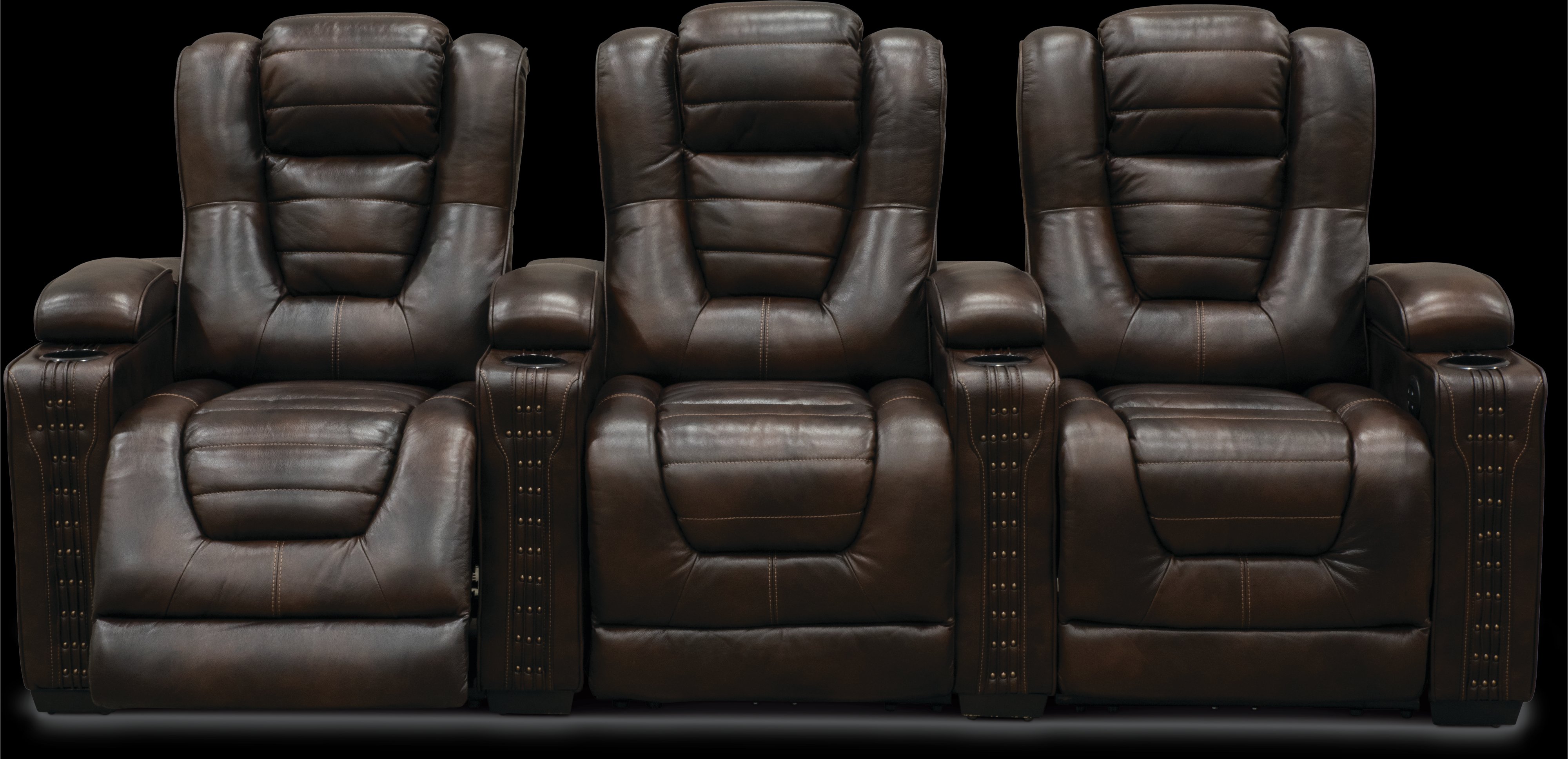 Brown Leather-Match 3 Piece Power Home Theater Seating - Big-Chief-6