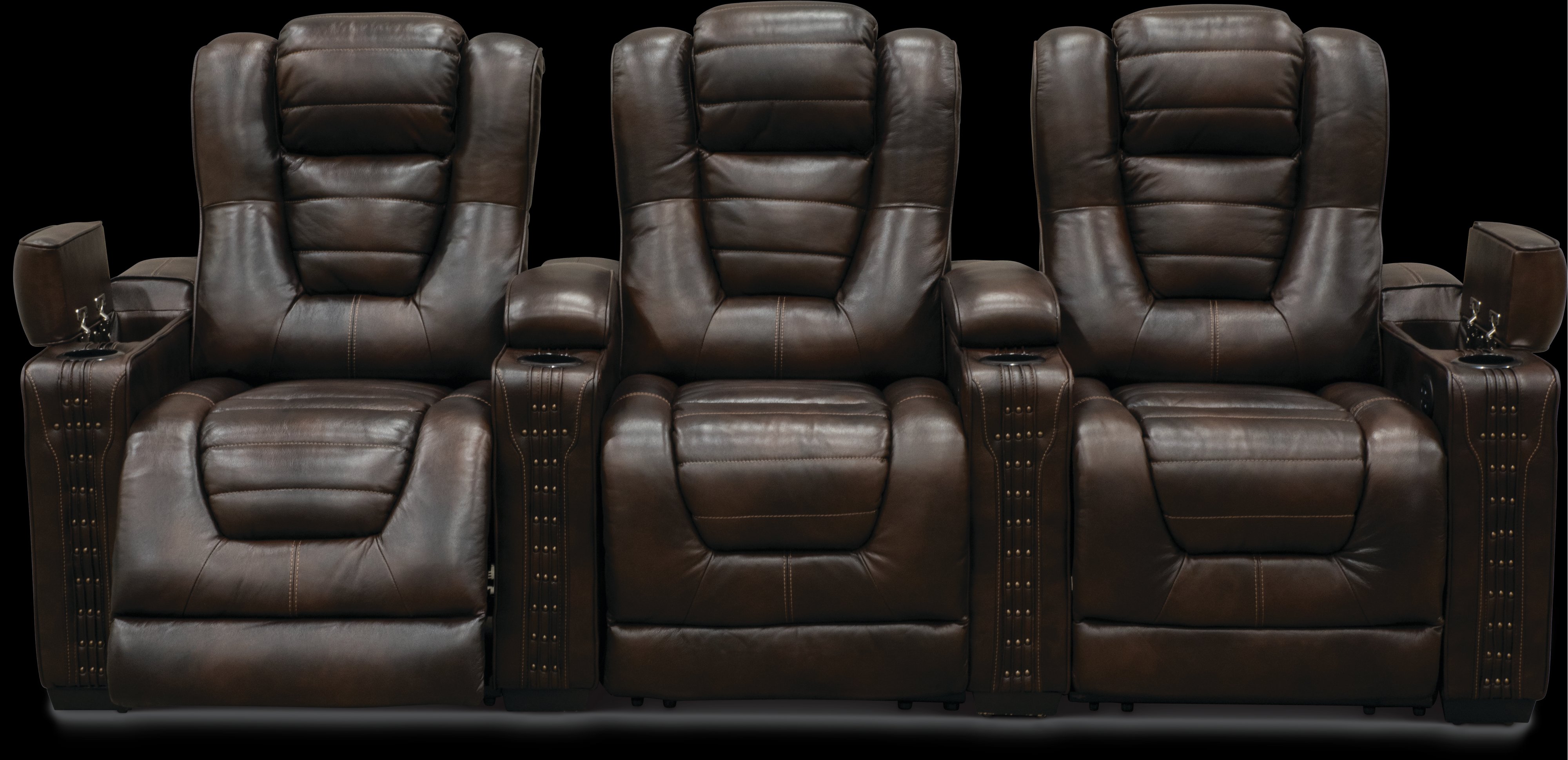 Brown Leather-Match 3 Piece Power Home Theater Seating - Big-Chief-7