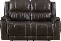Gray Leather-Match Power Reclining Loveseat - Hearst