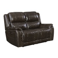 Gray Leather-Match Power Reclining Loveseat - Hearst-2