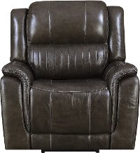 Gray Leather-Match Power Recliner - Hearst