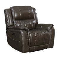 Gray Leather-Match Power Recliner - Hearst-3