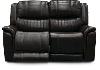 Chocolate Brown Leather-Match Power Reclining Loveseat - Hearst