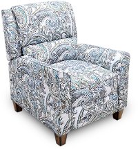 Seaglass Blue & Gray Push Back Recliner - Percy