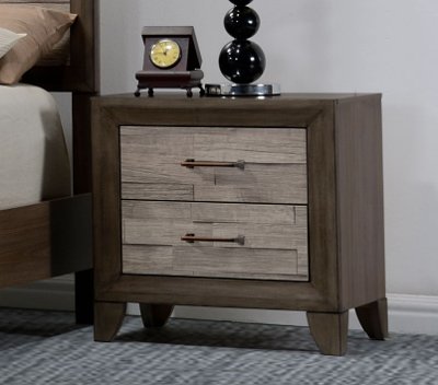 Contemporary Two-Tone Walnut Nightstand - Jaren
