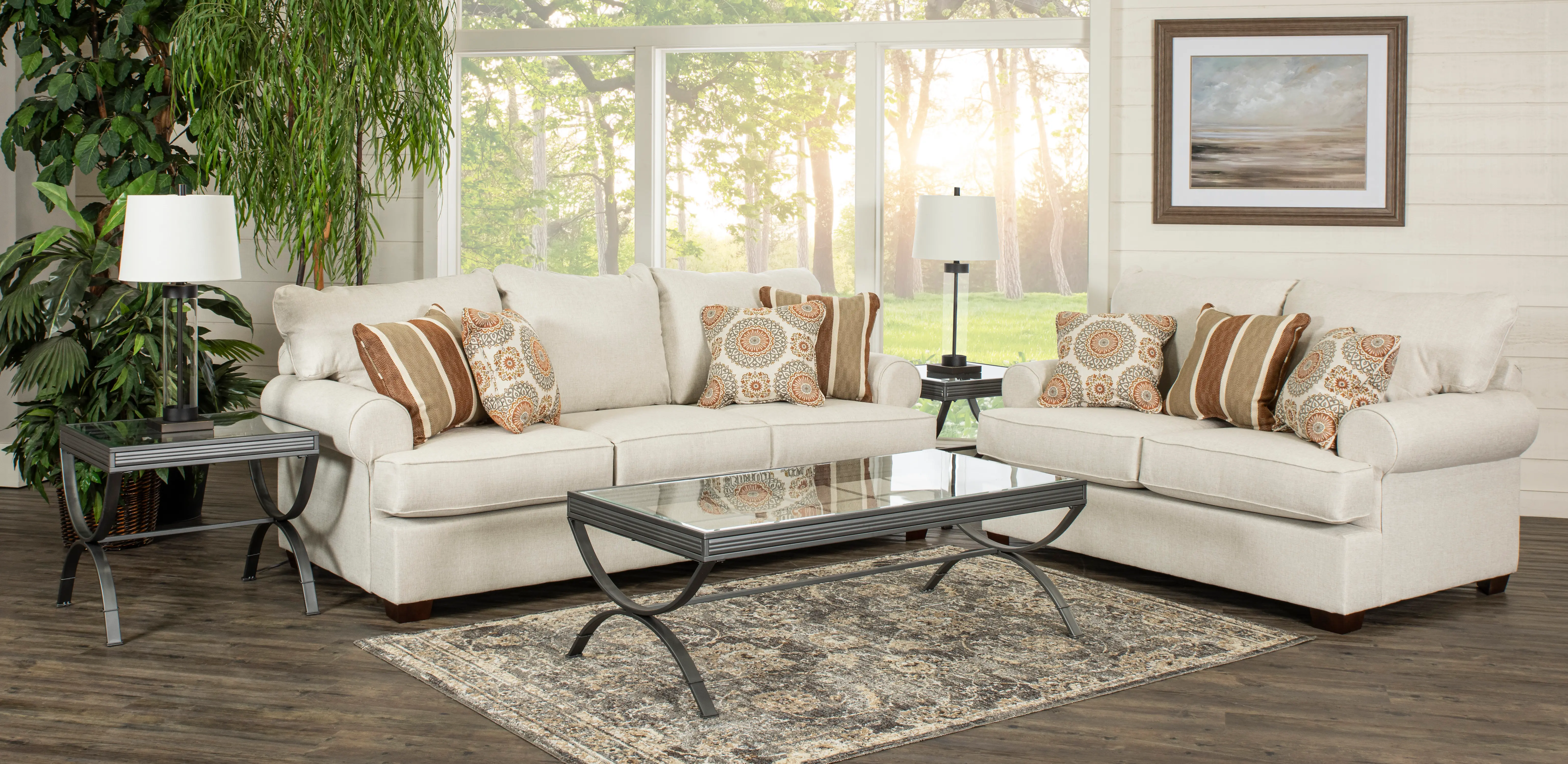 Alison Casual Classic Linen 7 Piece Living Room Set-2