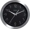 Metallic Silver 9 Inch Round Wall Clock with Glass Lens