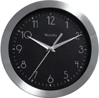 Metallic Silver 9 Inch Round Wall Clock with Glass Lens
