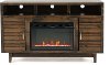 61 Inch Rustic Charcoal Brown TV Stand Fireplace - Avondale