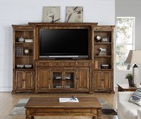4 Piece Rustic Brown Entertainment Center - Barclay