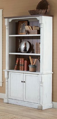 Cherry Brown and White 2 Door Bookcase - Durham