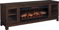 76 Inch Antique Coffee Brown TV Stand and Fireplace - Berkeley