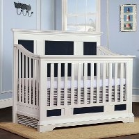 White/ Distressed Navy 5 in-1 Convertible Crib - Parker