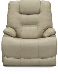 Glacier Cream Leather-Match Lay-Flat Power Recliner - Bonanza