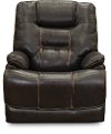 Walnut Brown Leather-Match Lay-Flat Power Recliner - Bonanza
