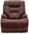 Ruby Red Leather-Match Lay-Flat Power Recliner - Bonanza