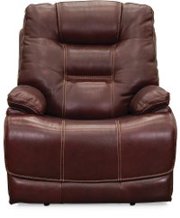 Ruby Red Leather-Match Lay-Flat Power Recliner - Bonanza