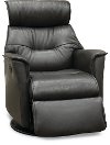 Charcoal Gray Leather Compact Swivel Glider Power Recliner - Captain-2