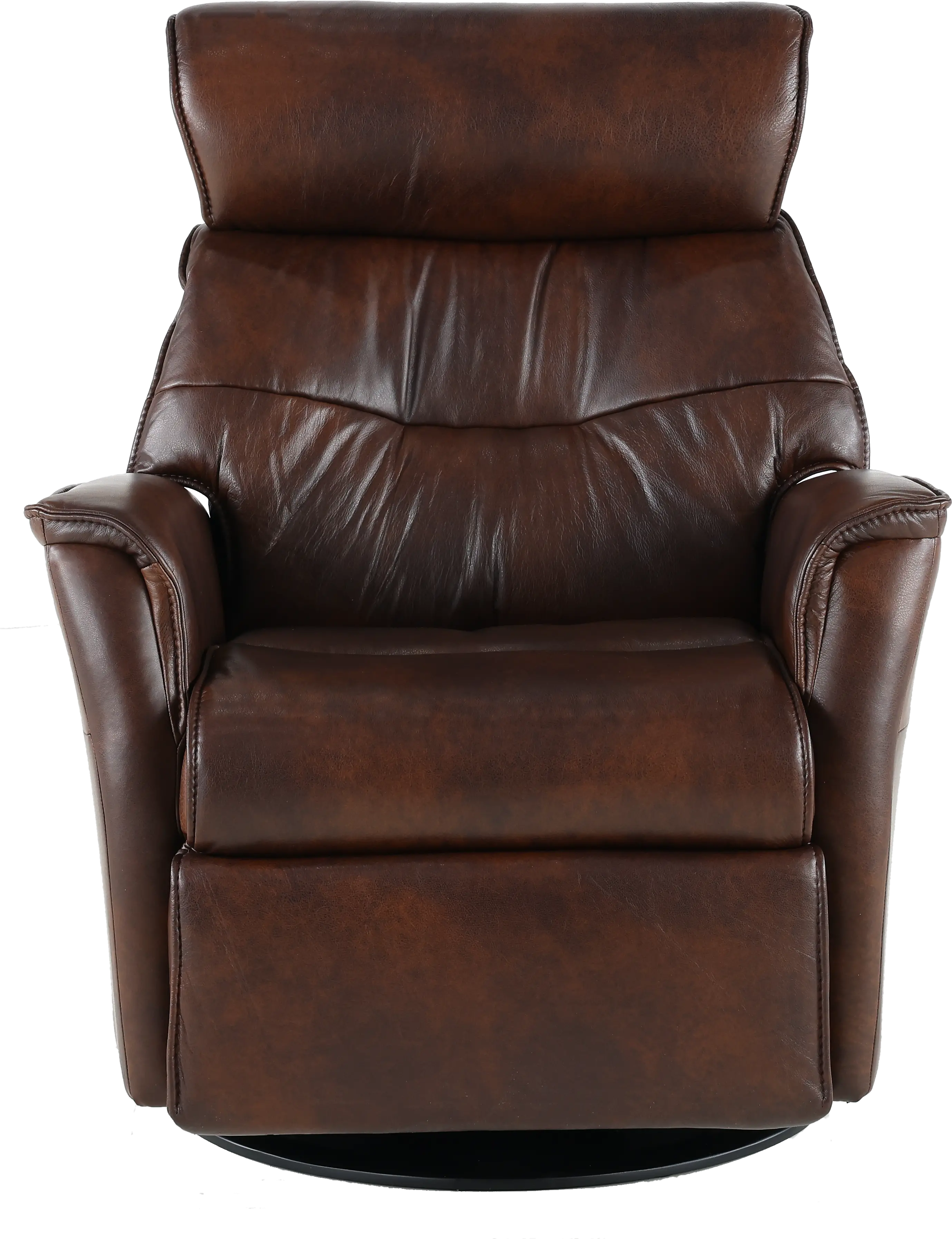 Truffle Brown Large Leather Swivel Glider Power Recliner - Captain-1