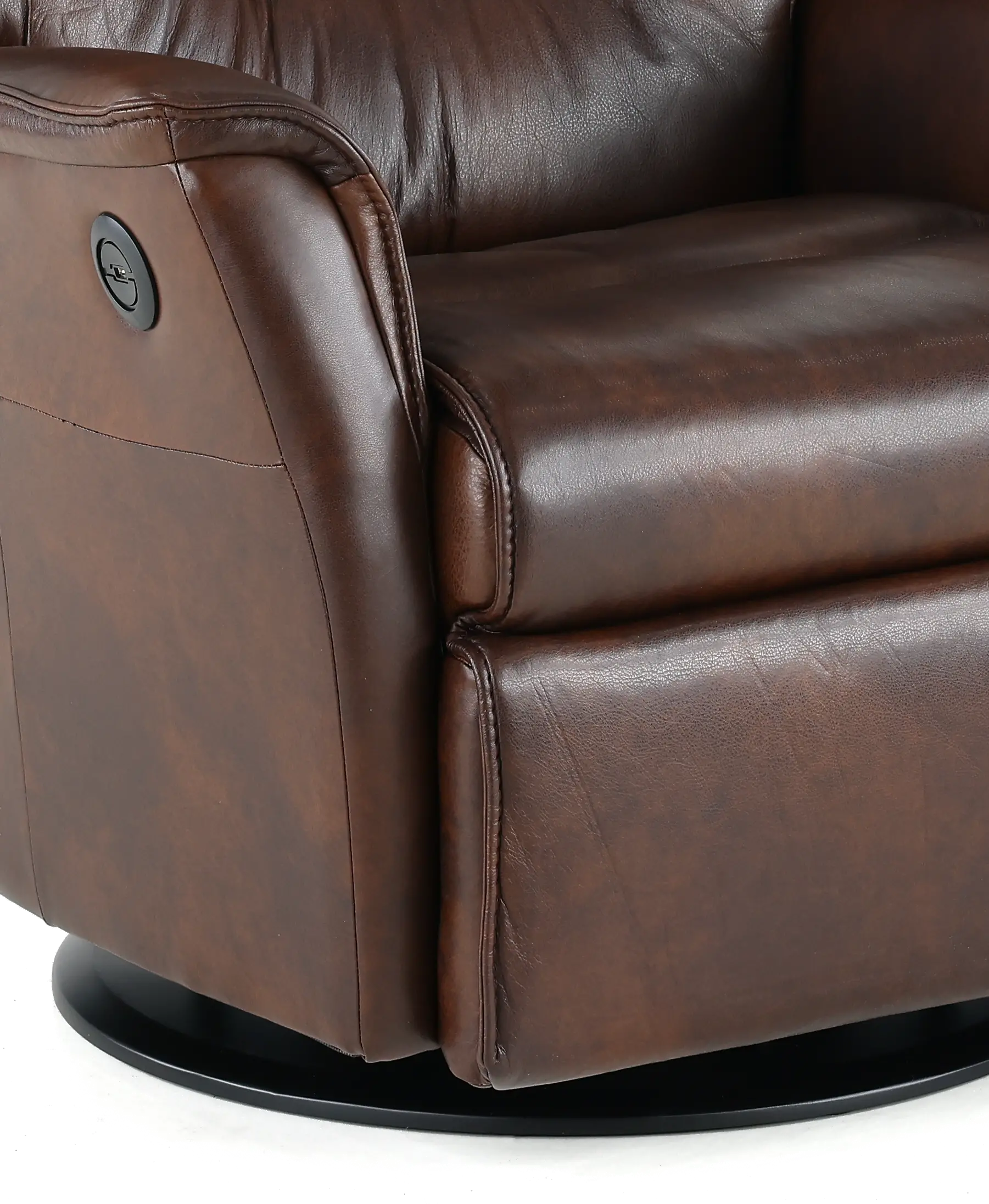 Truffle Brown Large Leather Swivel Glider Power Recliner - Captain-2