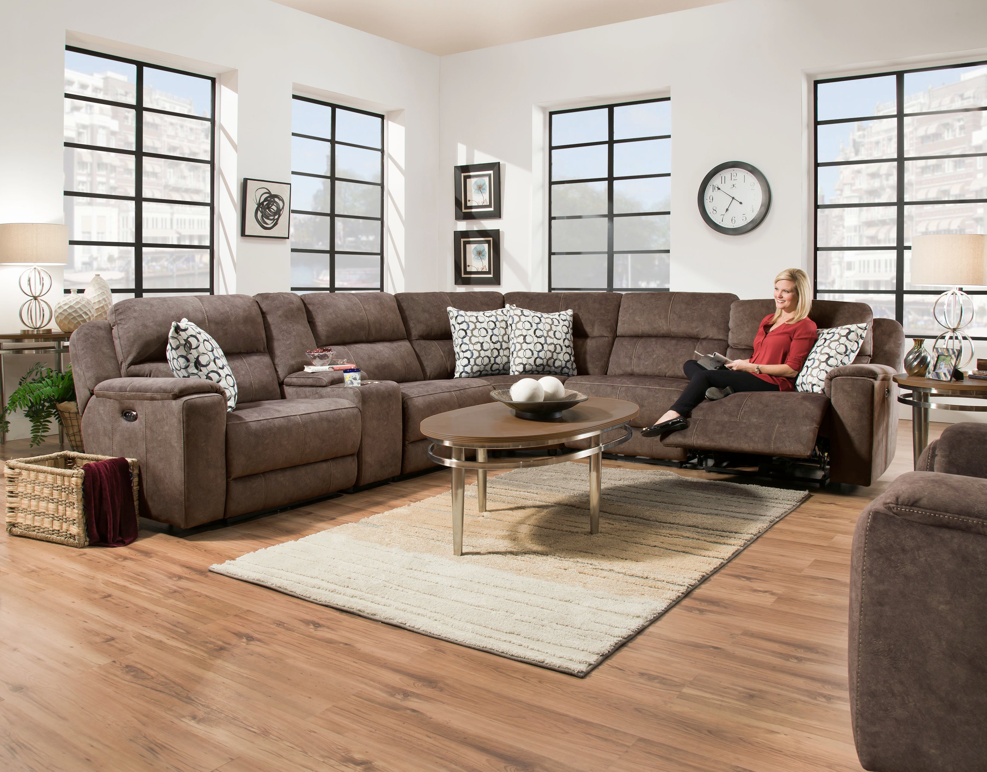 Coco Brown 6 Piece Power Reclining Sectional Sofa - Imprint-1