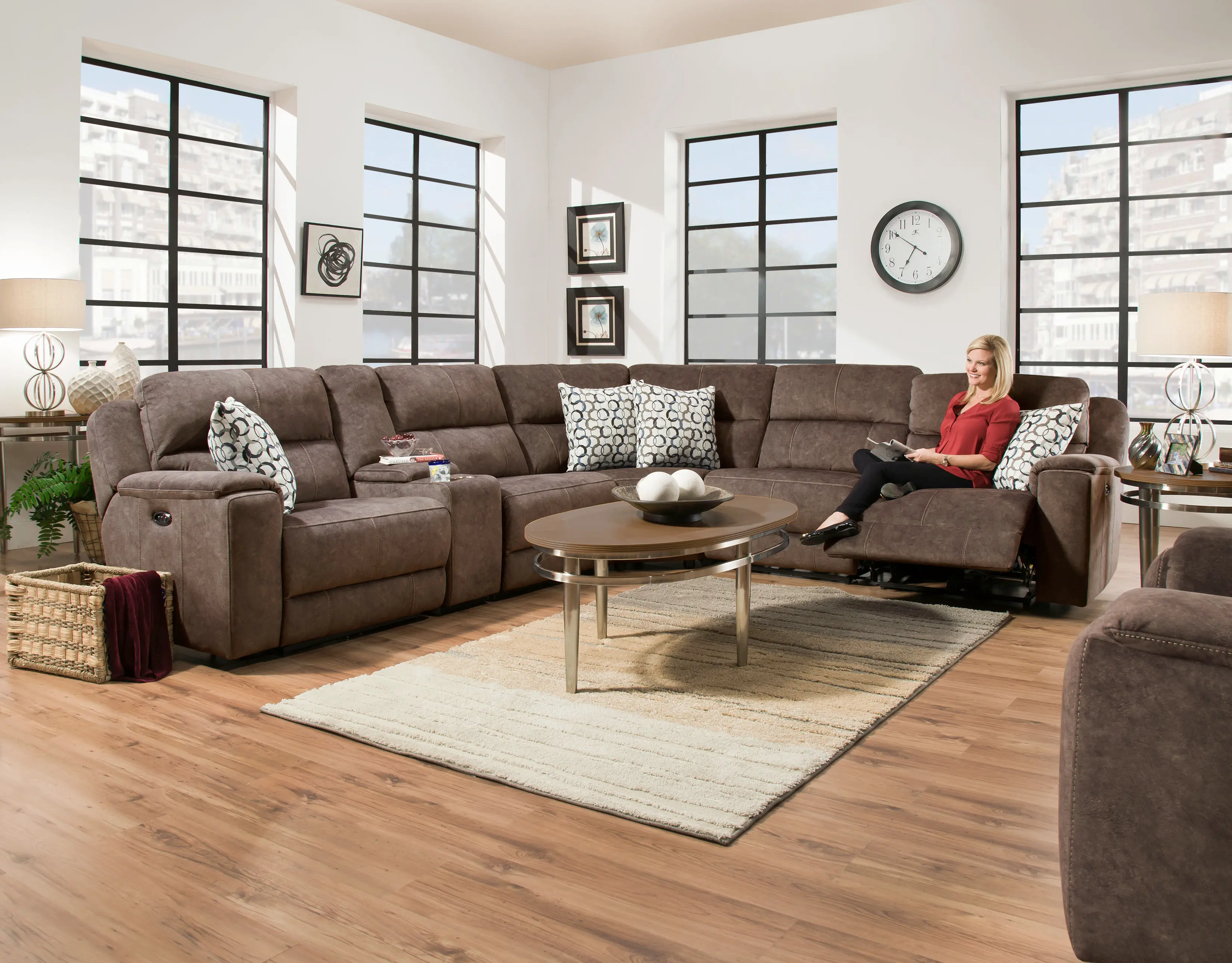 Coco Brown 6 Piece Power Reclining Sectional Sofa - Imprint-1