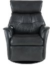 Gray Standard Leather Swivel Glider Power Recliner - Captain