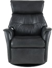 Gray Standard Leather Swivel Glider Power Recliner - Captain