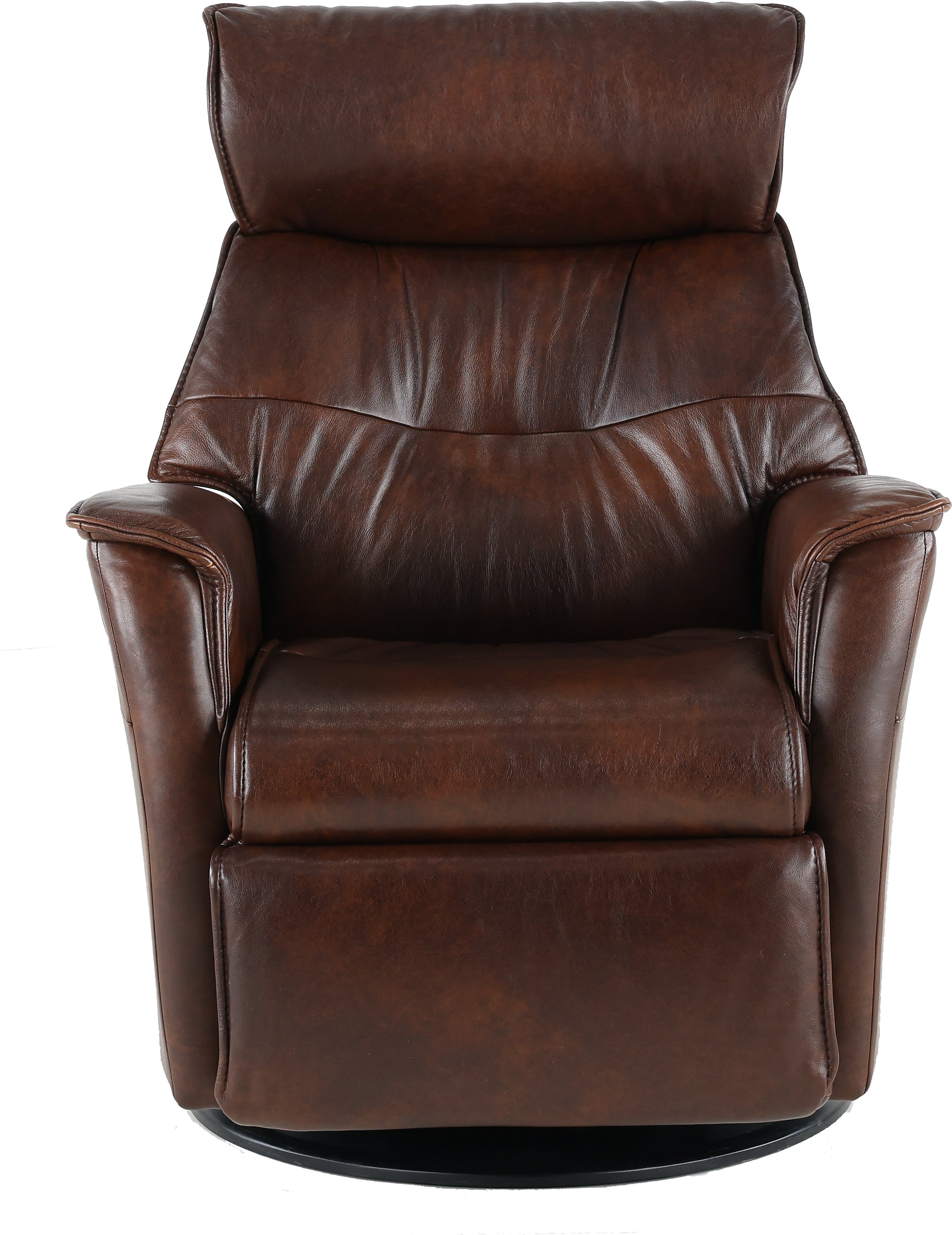 Truffle Brown Standard Leather Swivel Glider Power Recliner - Captain-1