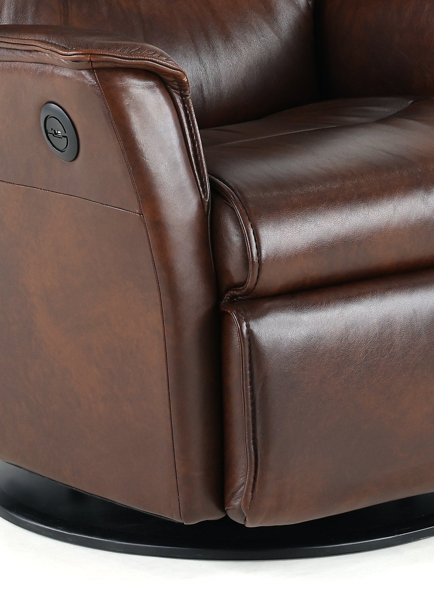 Truffle Brown Standard Leather Swivel Glider Power Recliner - Captain-3