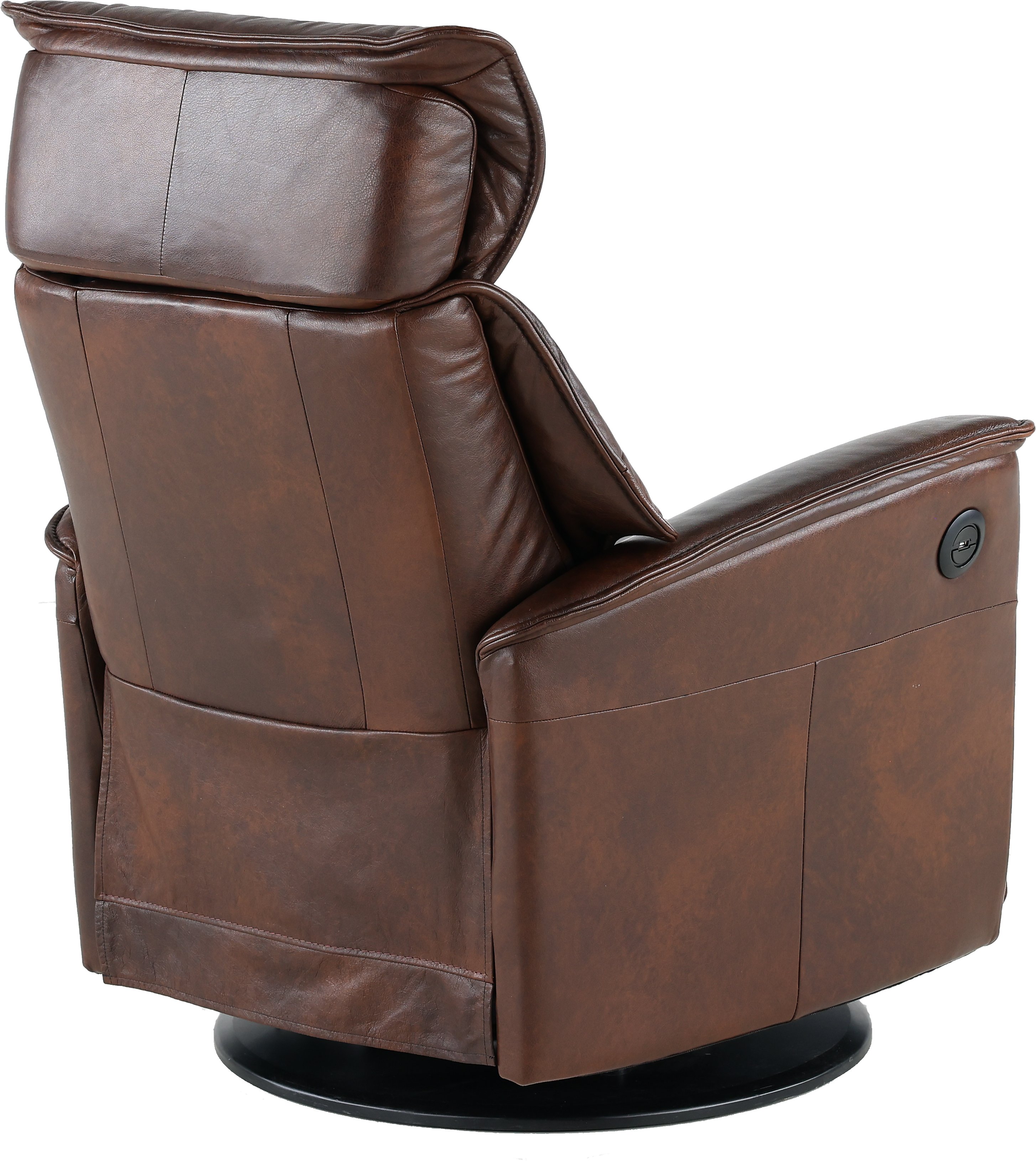 Truffle Brown Standard Leather Swivel Glider Power Recliner - Captain-4