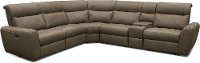 KIT Taupe Leather-Match 6 Piece Power Sectional Sofa - Robert-3
