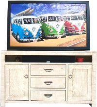 66 Inch Transitional Antique White TV Stand - Phoenix