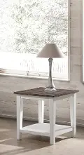 Farmhouse White and Brown End Table