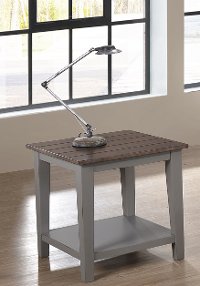 Farmhouse Gray and Brown End Table