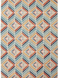 5 x 8 Medium Yellow, Rust, and Blue Rug - Lily