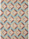 Clearance 8 x 10 Large Yellow, Rust, and Blue Rug - Lily