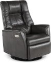 Anthracite Gray Leather Large Swivel Glider Power Recliner - Boston