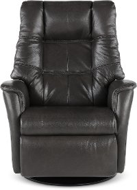 Anthracite Gray Leather Large Swivel Glider Power Recliner - Boston-2
