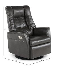 Anthracite Gray Leather Large Swivel Glider Power Recliner - Boston-3