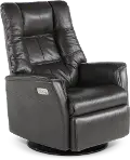 Boston Gray Leather Large Swivel Glider Power Recliner