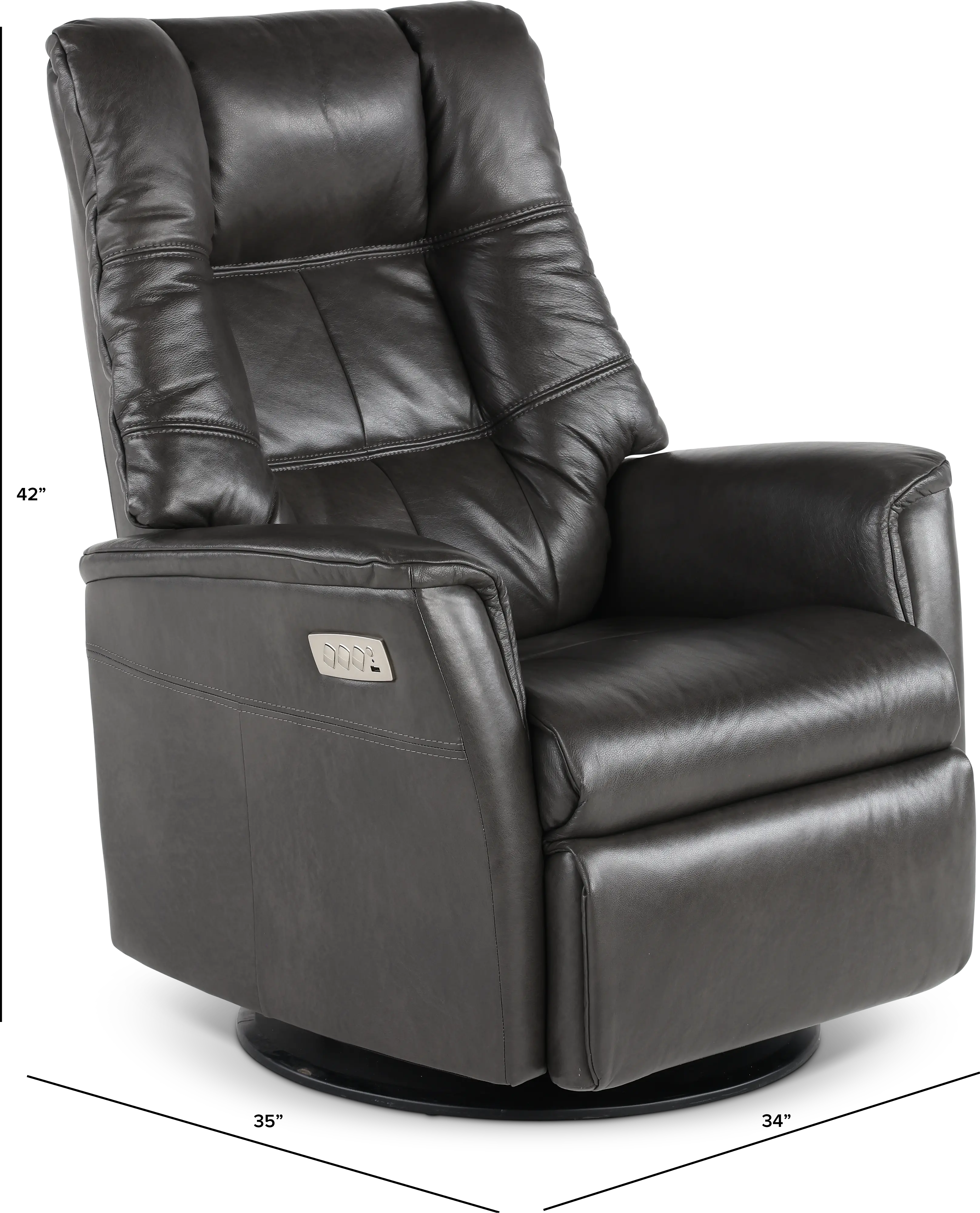 Boston Gray Leather Large Swivel Glider Power Recliner-3