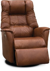 Nutmeg Brown Leather Standard Swivel Glider Power Recliner - Boston-2