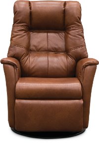 Nutmeg Brown Leather Standard Swivel Glider Power Recliner - Relaxer